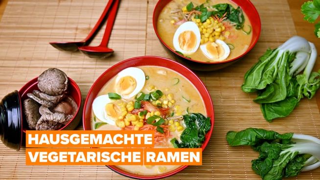 Cremige vegetarische Ramen, einfach hausgemacht